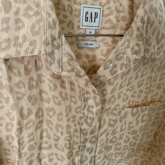 GAP linen loose fitting leopard print shirt size S - Picture 3 of 10